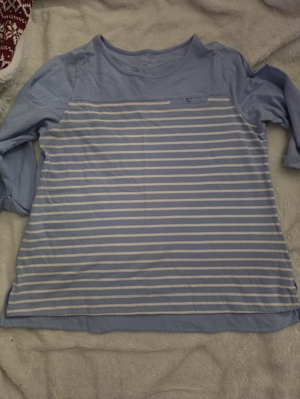 croft & barrow Light Blue and White Striped Knit Top